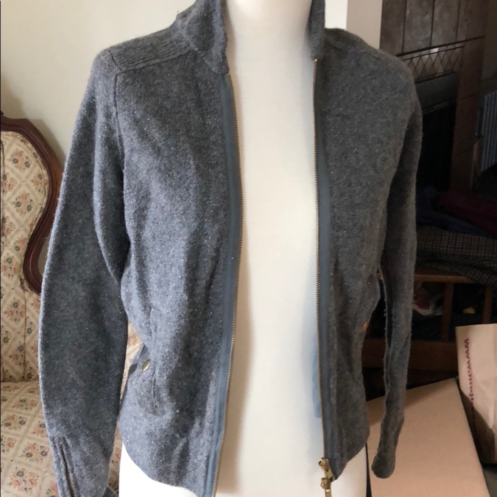Grey with gold elements zipper sweater